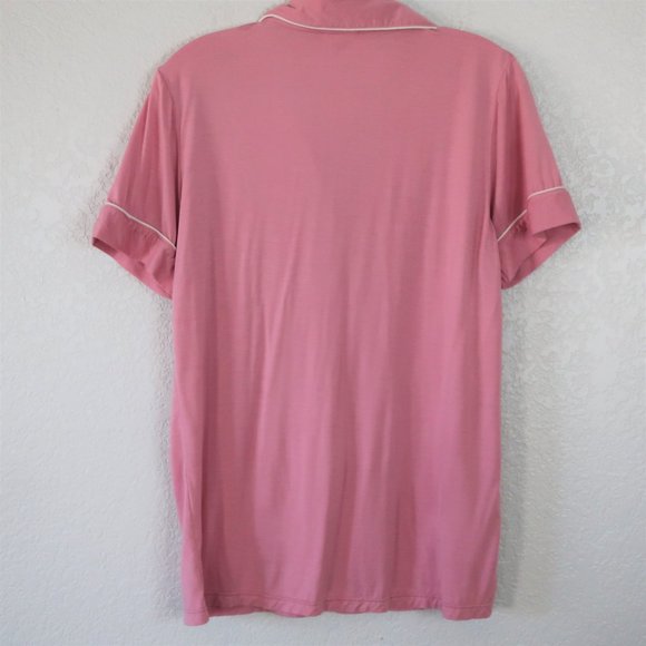 Joyaria Size M Pajama Set Pink Short Sleeve Button Up Top & Short Bottoms - Picture 4 of 8